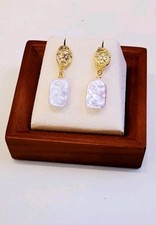 Neu design! Natürliche Weiße Barock-Perlen Ohrringen mit 925S Stecker 