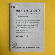 Fichtel & Sachs Ersatzteilliste 98ccm M50 Motor / Naben 1950