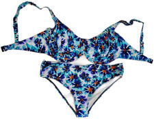 Naturana Frauen Bademode Bikini blau-türkis-orange-weiß floral Cup F Gr. 38 - 46
