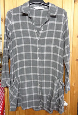 Bluse,Hemdbluse,Zara,grau,weiß,silber,M,38