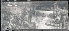 Camp du Ruchard, Mörserschießen, Glasplatte, altes Foto, Negativ N&B 6x13 cm