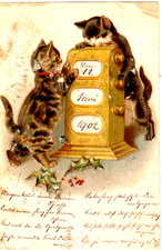 AK  -1902-  Katzen am mechanischen Kalender - Verlag: B. & D. 1199