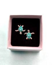 Schildkröten Ohrstecker Damen Kinder Mädchen Ohrringe Silber Türkis
