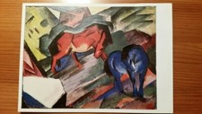 Alte Kunstpostkarte: Rotes und blaues Pferd, Franz Marc