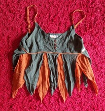 Top,Träger,L/XL,orange/oliv, Baumwolle,crincle,Zipfel,Chapati Design,Hippie,Goa