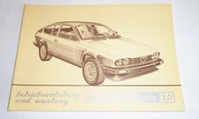 Betriebsanleitung und Wartung / Handbuch Alfa Romeo GTV 2.0 Stand 11/1980