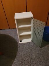 Badschränkchen, Holz, weiß, Milchglasscheibe, 2 Einlegfächer