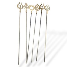 Antike Kebap Schaschlikspieße Grillspieße Stahl/Messing Spieße Fleischspieße 