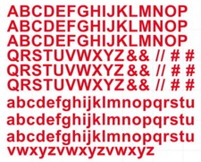 174 Buchstaben Aufkleber rot