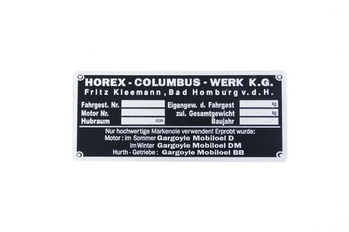Typenschild für horex - für,