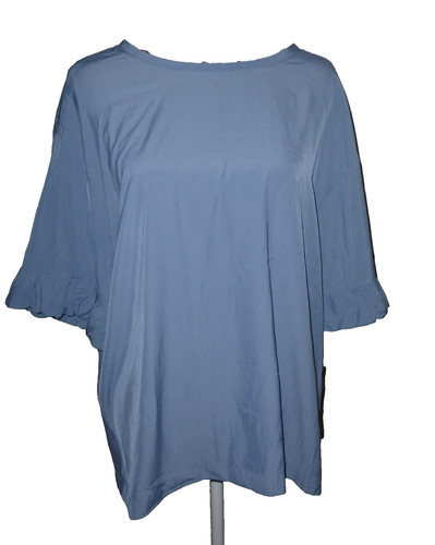 Satin bluse kurzarm blau - satin, xl