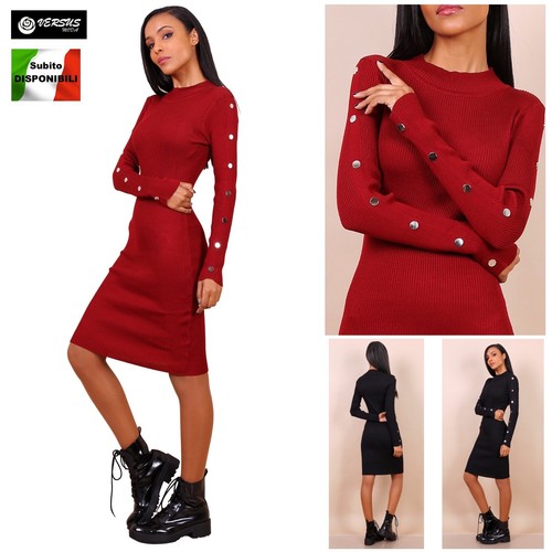 Damen midi kleid strickkleid - damen,