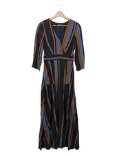 ZARA Maxikleid Damen Kleid Gr. DE 36 schwarz-braun-blau Party-Look