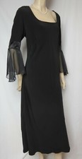 Laura Ashley Kleid 40 schwarz Flatterärmel Hochzeit Abendkleid vintage Chor