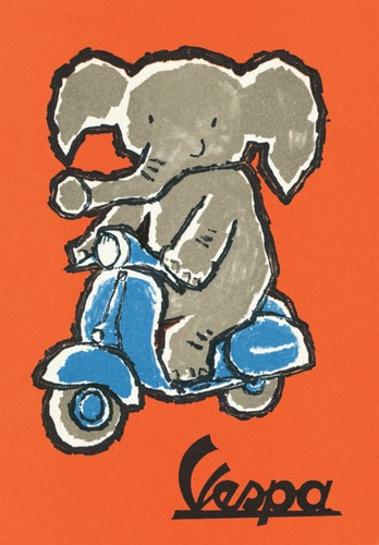 Poster elefant vespa - elefant,