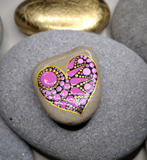 Herz mandala stein - herz-mandala, pink