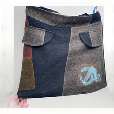 Desigual A Linien Rock Wolle Acryl Skirt Damen Größe 38 brown/black/braun