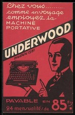 Ansichtskarte Reklame für Schreibmaschine Underwood modèle 1931 