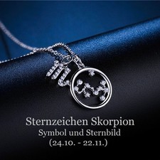 Sternzeichen Kette mit 2 Anhänger Symbol und Sternbild Silber925 Zirkon Geschenk