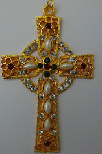 Großer Kreuz Anhänger Strass Kunst-Perlen cross Pendant Pendentif Croix  