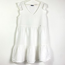 Superdry Kleid Damen Sommerkleid Gr.L Weiß Ärmellos V-Ausschnitt Damenkleid