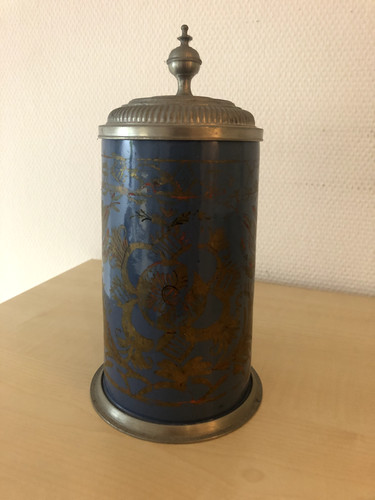 Antiker walzenkrug blau mit - walzenkrug,