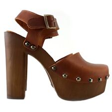 Holzschuhe Schwedisch Hoch - Obere Leder Made IN Italy - MY462 Brown