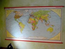 Die Erde   sehr breite  Weltkarte   258 cm   vintage  Schulkarte  schoolmap.