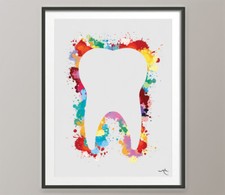 Zahnkunst Aquarelldruck Zahn