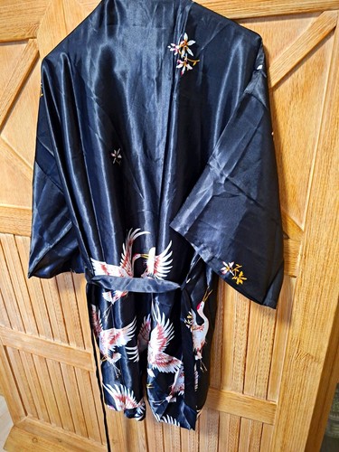 Damen kimono satin - kimono, schwarz