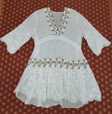 Tunika Kleid BluseWeiß Boho