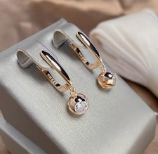 Damen Ohrringe/Ohrhänger 14k 585 RG Gold Rosegold Weisser Zirkonia 2,4 cm 