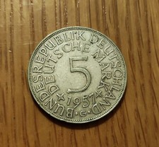 5 DM Deutsche Mark Münze 1957 G