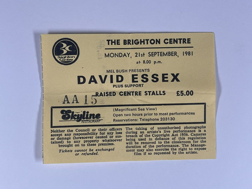 David essex konzertticket - david,