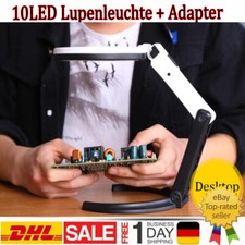 10LED Lupenleuchte Lupenlampe Vergrößerungslampe Tischklemme Lupe Tischlupe weiß