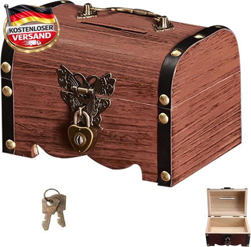 Holz schatztruhe spardose mit - holz,