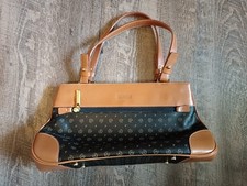 Pollini Handtasche Schultertasche Logoprint schwarz braun