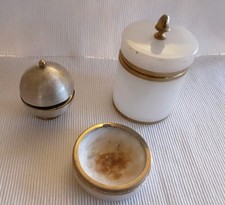 Raucher Set, Goldrand, dreiteilig aus Onyx, Alabaster, Marmor ? VINTAGE, 60/70er