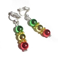 Ohrclips Clips rot goldf grün