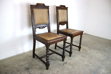 Gründerzeit Stühle Eiche Gedrechselte Beine Echt Leder Stuhl Set Antik um 1900