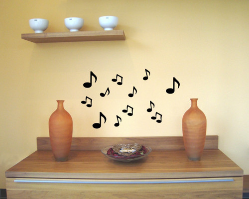 Musiknoten wandaufkleber 12er - musiknoten,