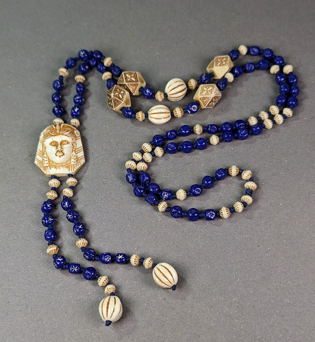 Antique glass sautoir necklace - glass,