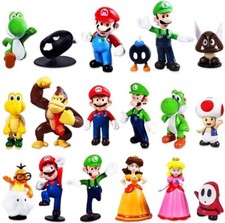 Super Mario Action Figuren 18 Stück Set / Mario Luigi Peach Donkey Kong Yoshi