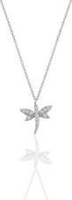 Silber Rhodinierter Halskette mit Libelle Zirkonia Steinen Anhänger