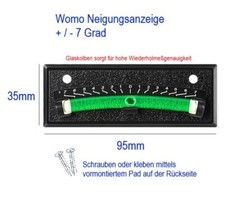 Neigungsanzeige  + / - 7 Grad Womo Wohnmobil Neigungsmesser Wasserwaage
