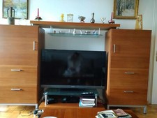 Wohnwand gebrauchte Möbel Wohnzimmer Braun Walnuss Furnier