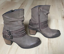 Stiefel Stiefeletten Boots, Braun Beige, Nubuk, Riemchen, Schnallen, Gr. 39