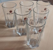 6x Original Bacardi Logo Fledermaus schwarz rot Rum Shot Gläser Tumbler Libbey