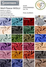 Woll Fleece WOLLI- 100% Schurwolle- 0,5 - breite 143cm - Woll Jersey - Wollwalk