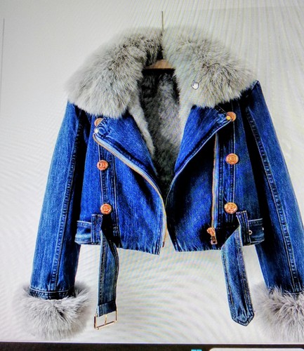 Exklusiv jeans jacke mit peltz - exklusiv,